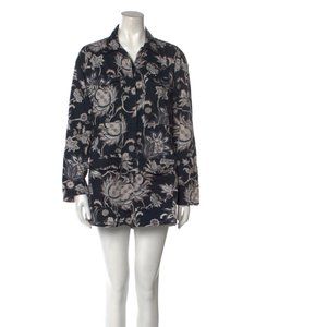 MIKOH Printed V-Neck Romper Size: M black floral 100% cotton